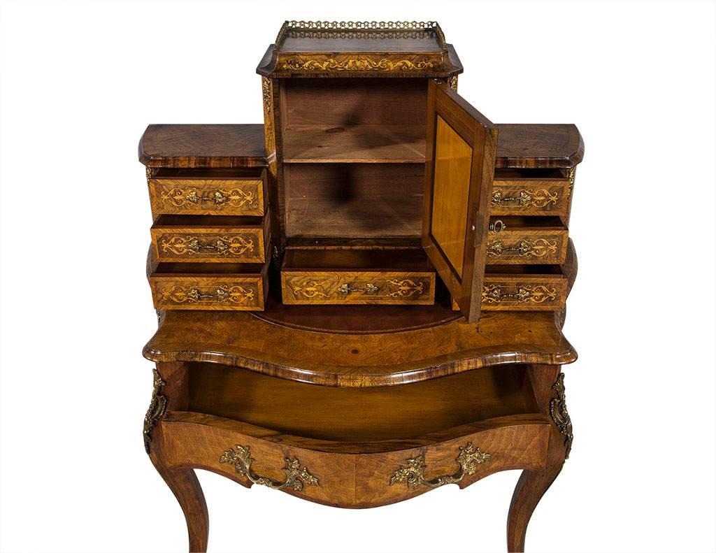 Early 20th Century Antique French Louis XV Inlaid Escritoire Vanity Desk