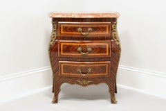 Antique French Louis XV Inlaid Parquetry Marble Top Bombe Chest with Ormolu