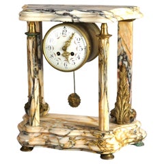 Antique French Louis XV Japy Freres Marble & Ormolu Mantle Clock 19th C