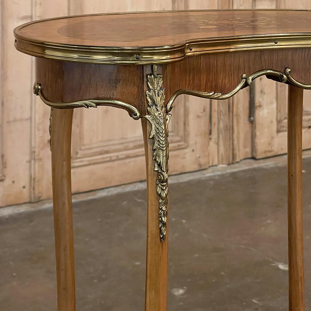 Antique French Louis XV Kidney Shaped Marquetry End Table For Sale 5