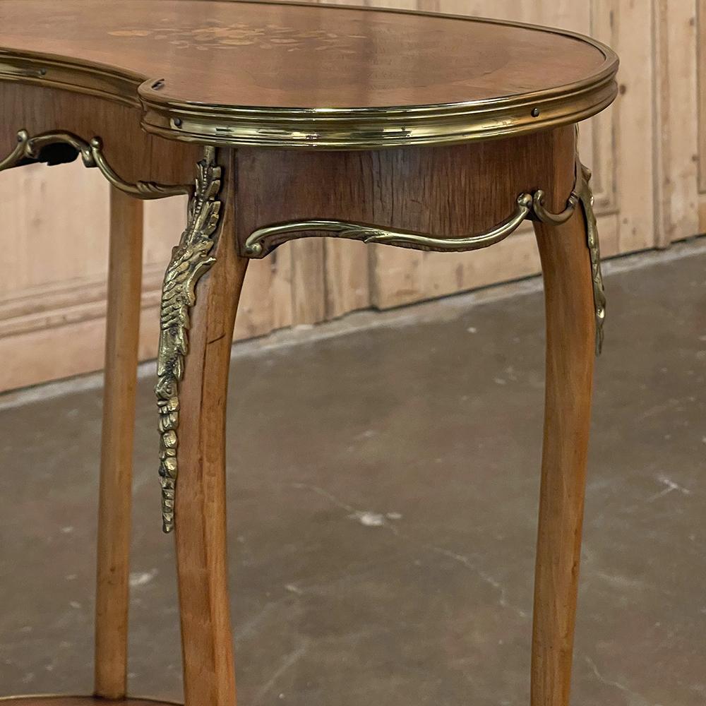 Antique French Louis XV Kidney Shaped Marquetry End Table For Sale 7