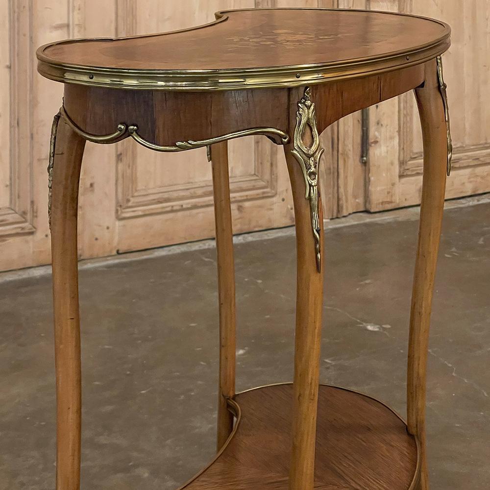 Antique French Louis XV Kidney Shaped Marquetry End Table For Sale 9