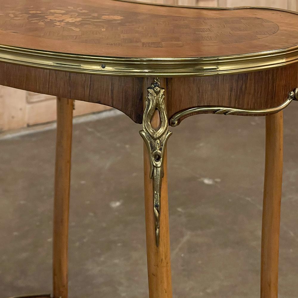 Antique French Louis XV Kidney Shaped Marquetry End Table For Sale 11