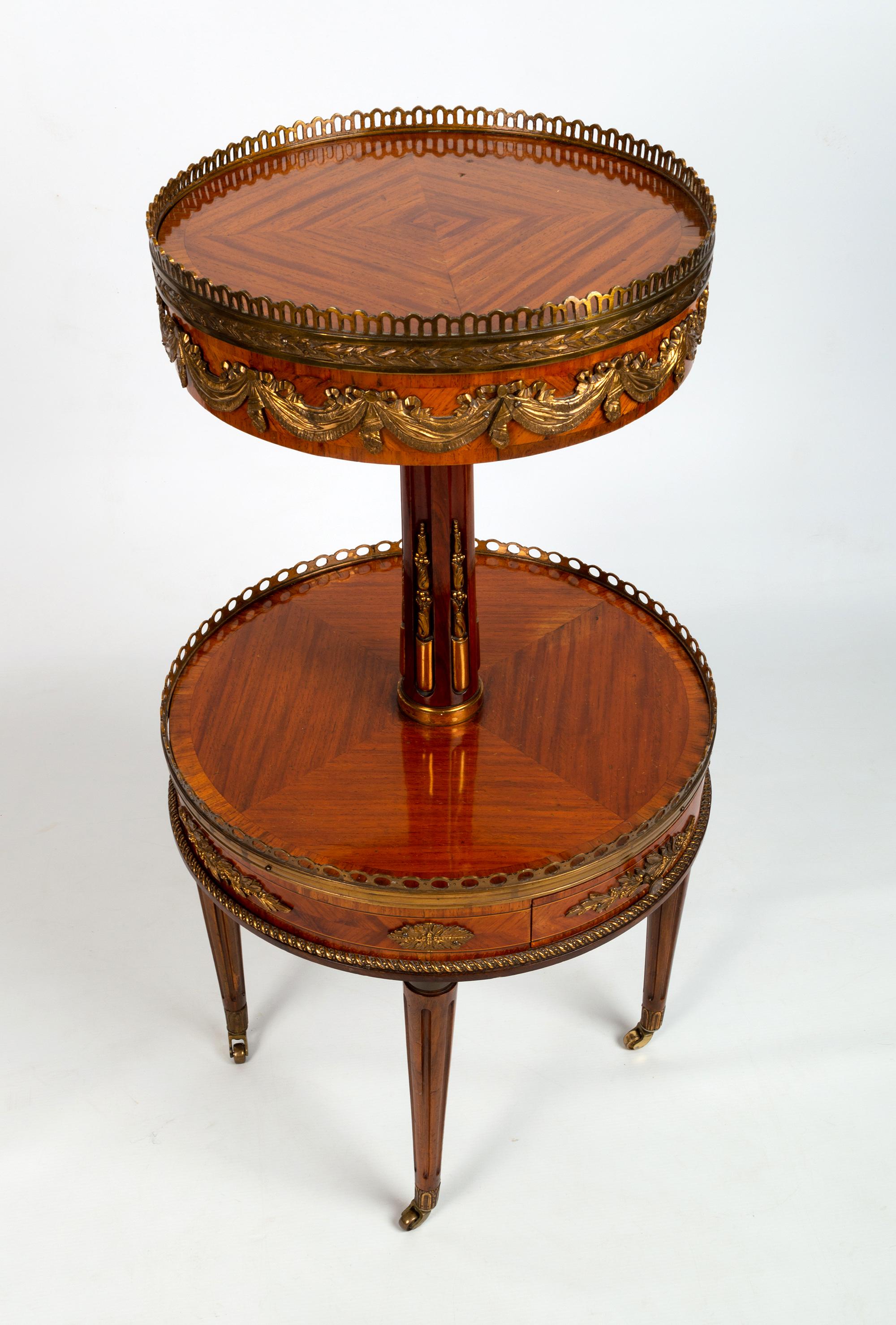 Antique French Louis XV Kingwood Etagere Side Table, Manner of François Linke For Sale 8