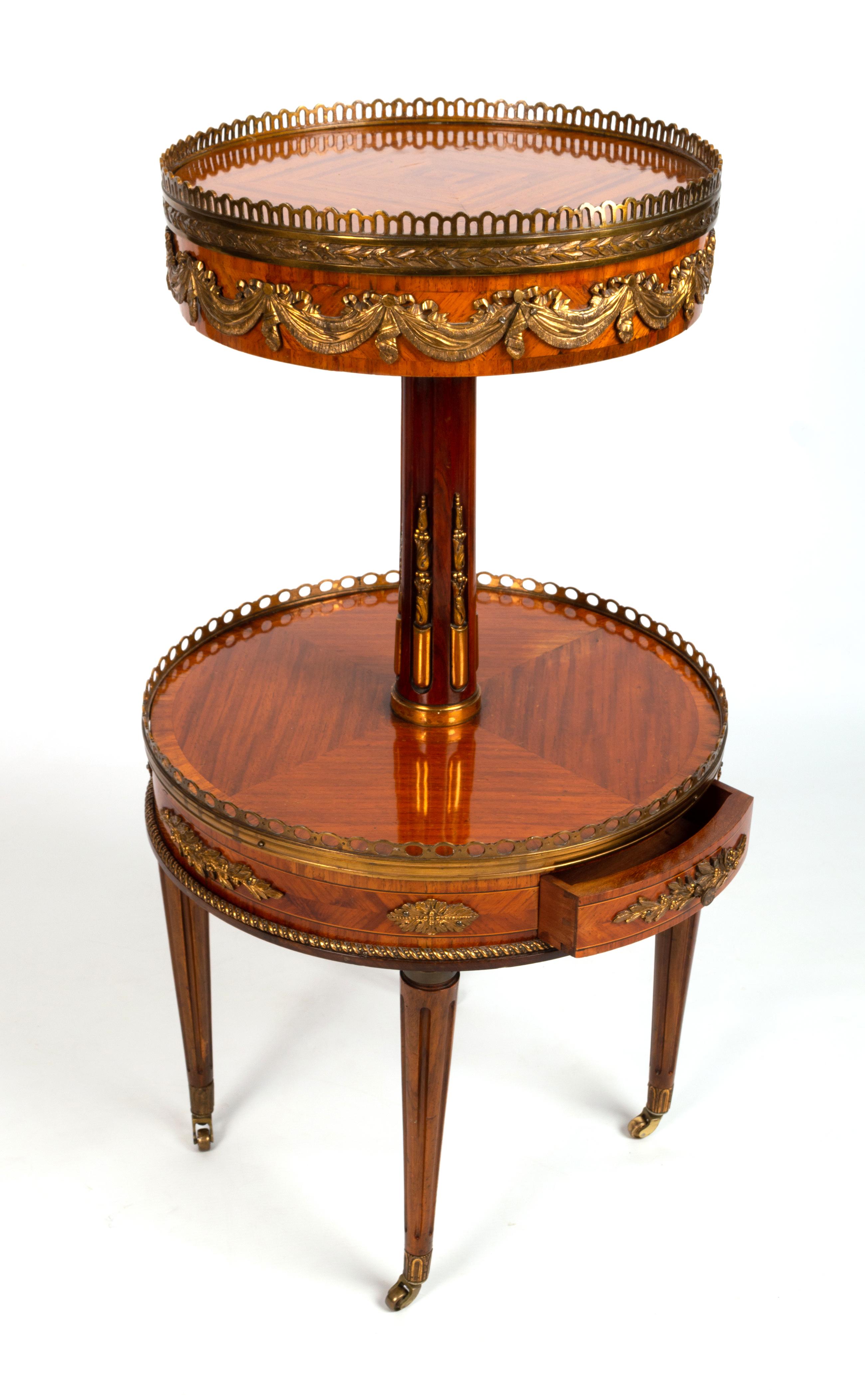 Antique French Louis XV Kingwood Etagere Side Table, Manner of François Linke In Good Condition For Sale In London, GB