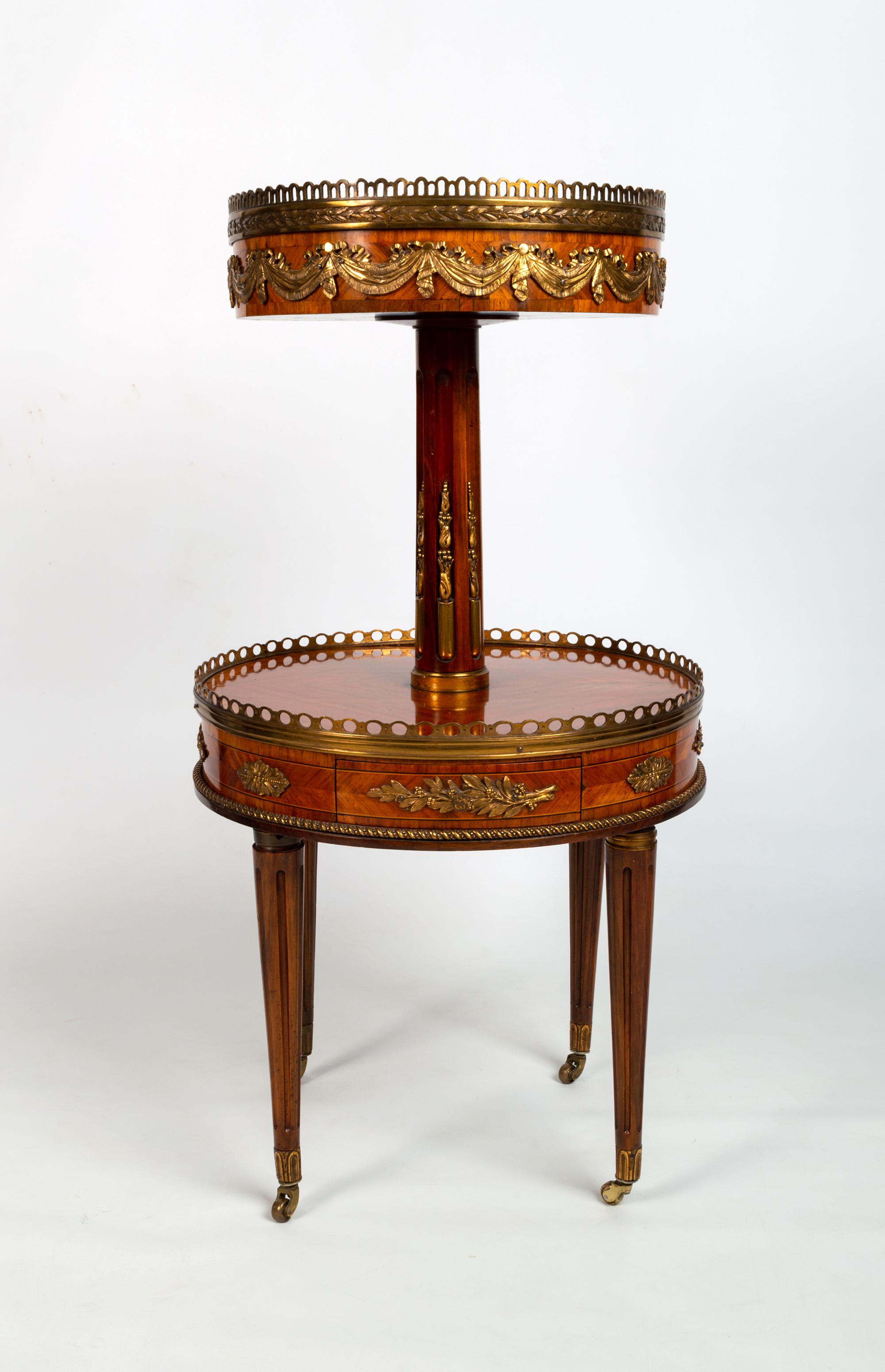 19th Century Antique French Louis XV Kingwood Etagere Side Table, Manner of François Linke For Sale