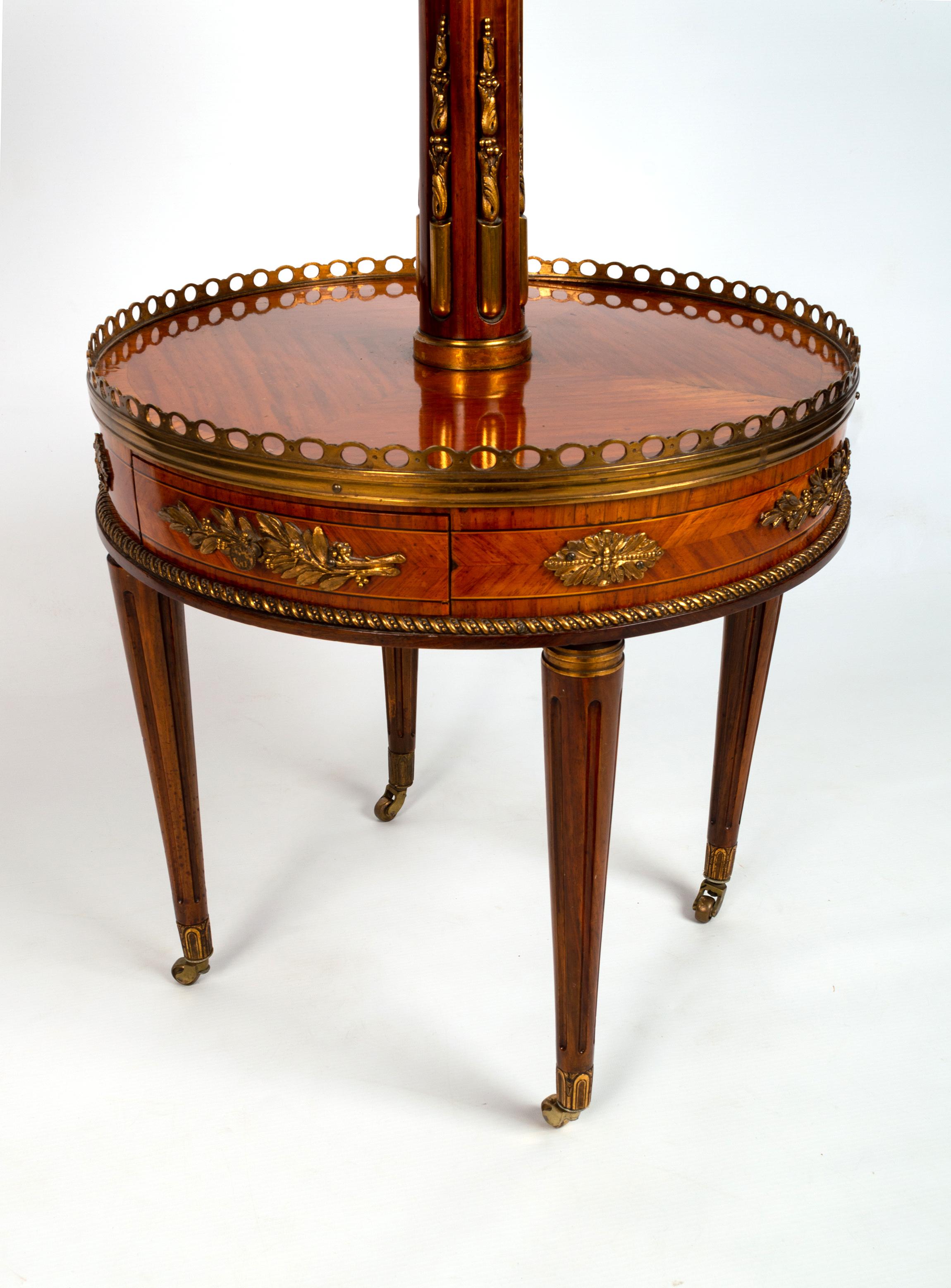 Antique French Louis XV Kingwood Etagere Side Table, Manner of François Linke For Sale 1