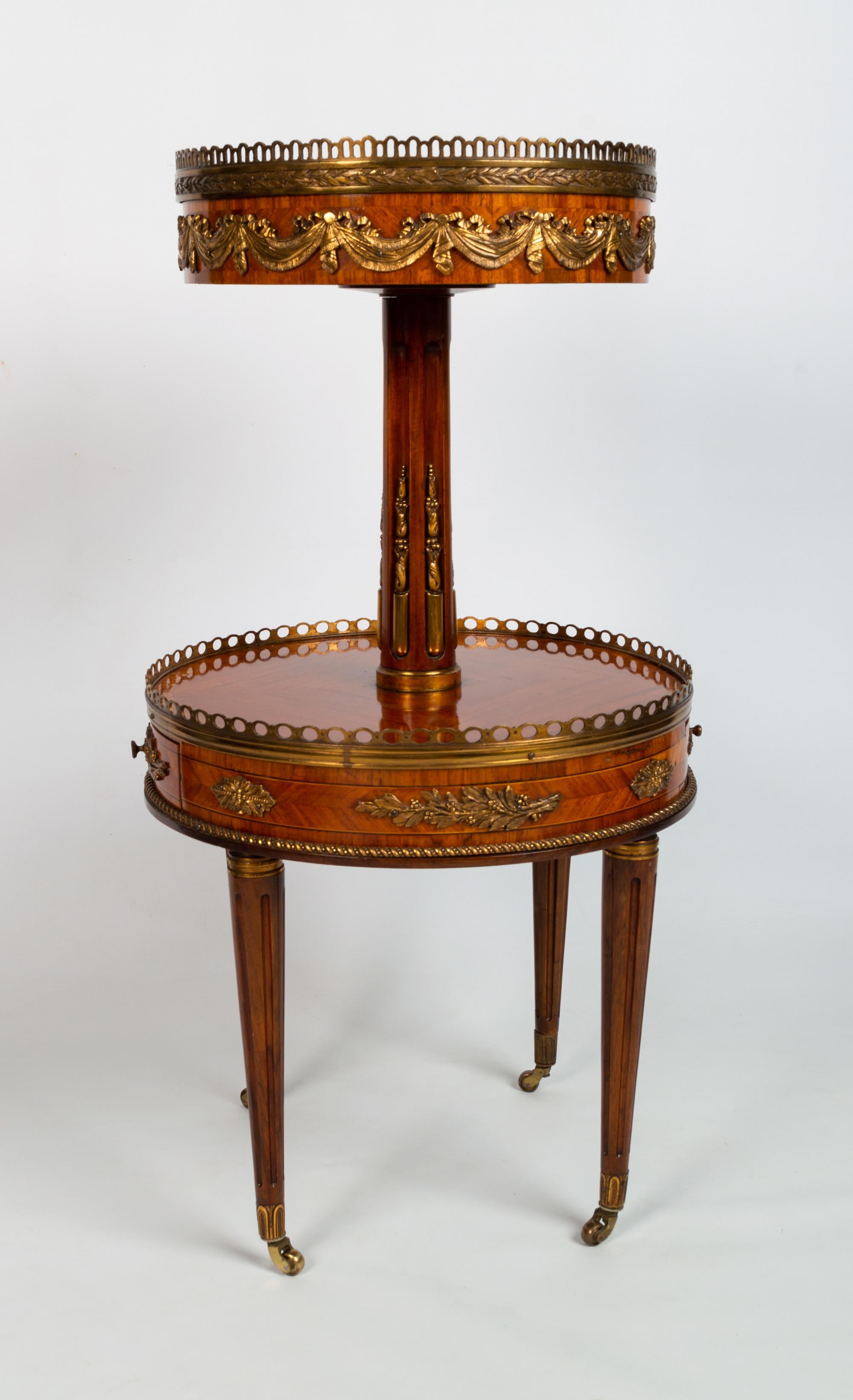 Antique French Louis XV Kingwood Etagere Side Table, Manner of François Linke For Sale 3
