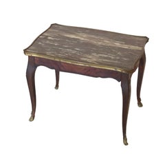 Antique French Louis XV Kingwood Rouge Marble Top Low Table c1900