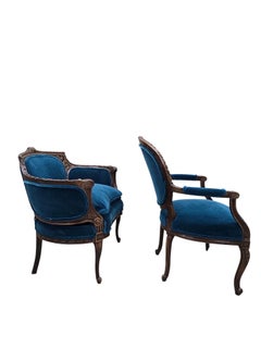Antique French Louis XV & Louis XVI Poltrone in stile Luigi XVI appena imbottite