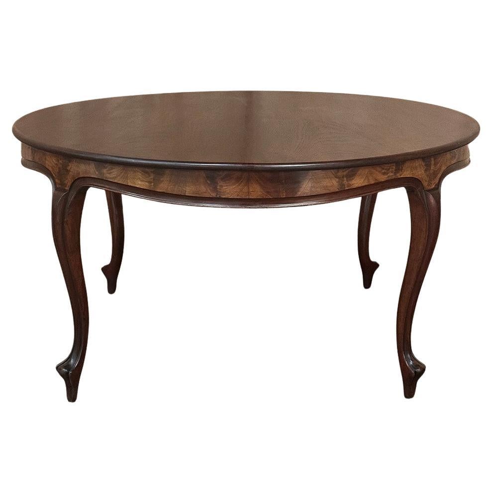 Ancienne table de salle à manger ronde française Louis XV en acajou