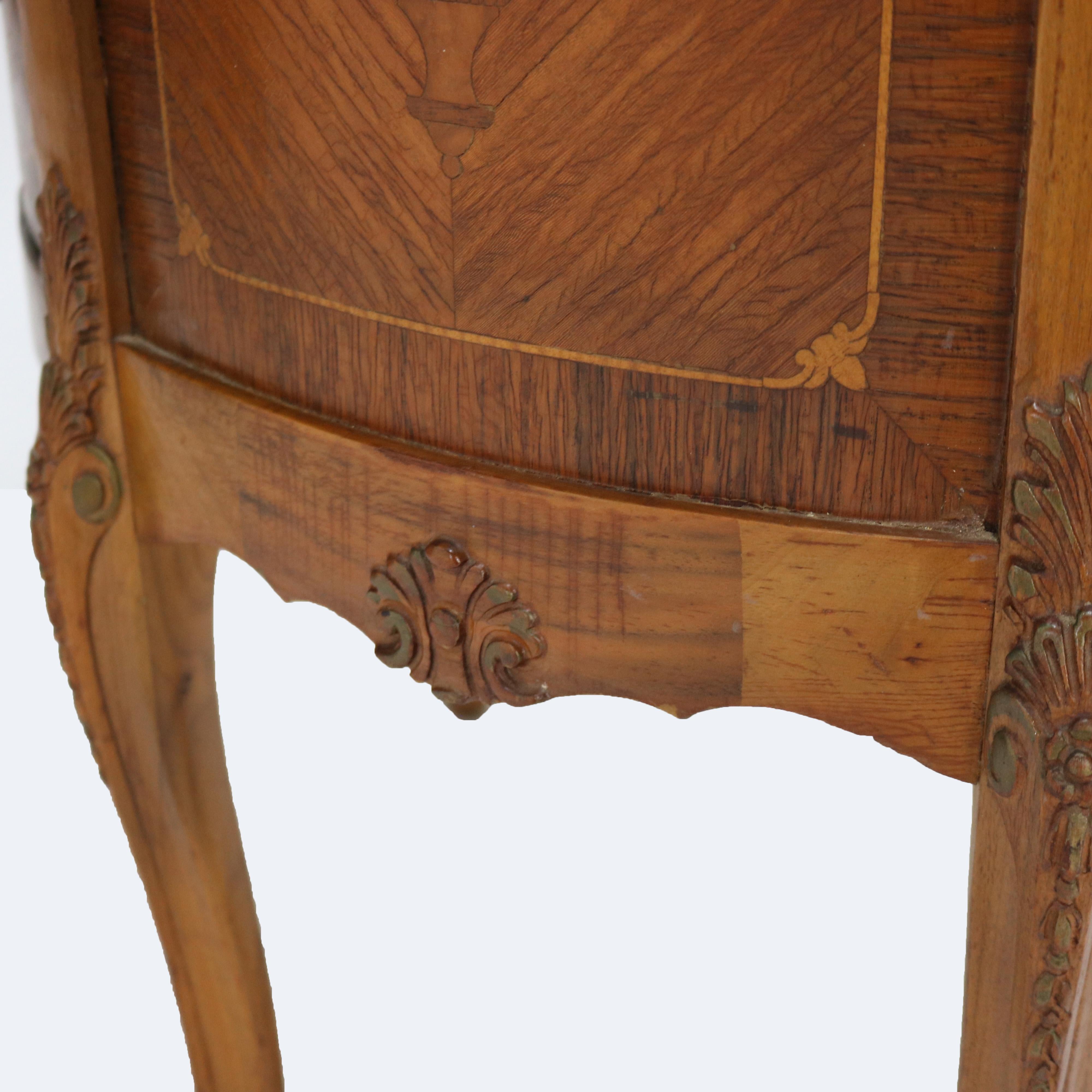 Antique French Louis XV Mahogany & Satinwood Vitrine with Floral Marquetry C1890 in vendita 3