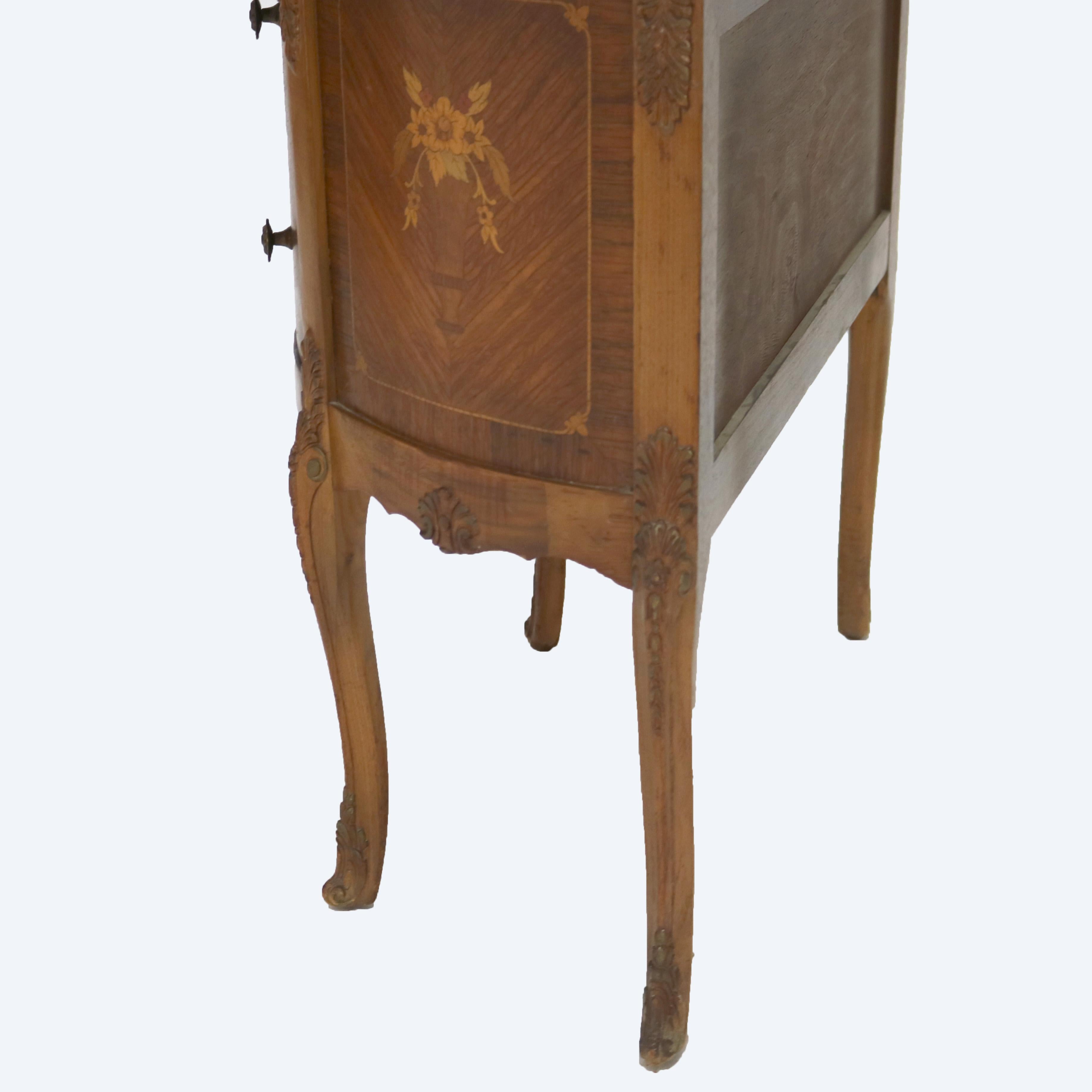 Antique French Louis XV Mahogany & Satinwood Vitrine with Floral Marquetry C1890 in vendita 4
