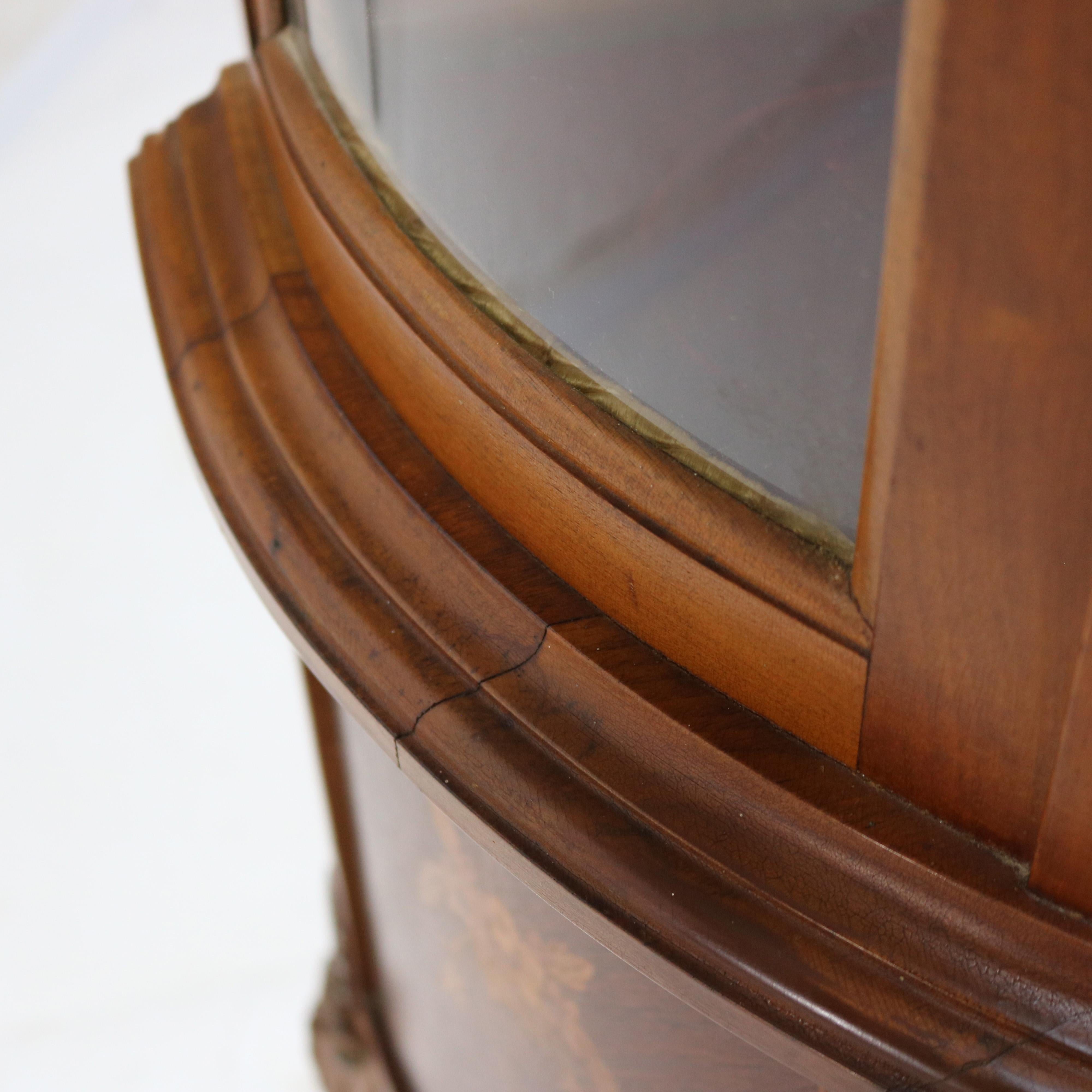 Antique French Louis XV Mahogany & Satinwood Vitrine with Floral Marquetry C1890 in vendita 6