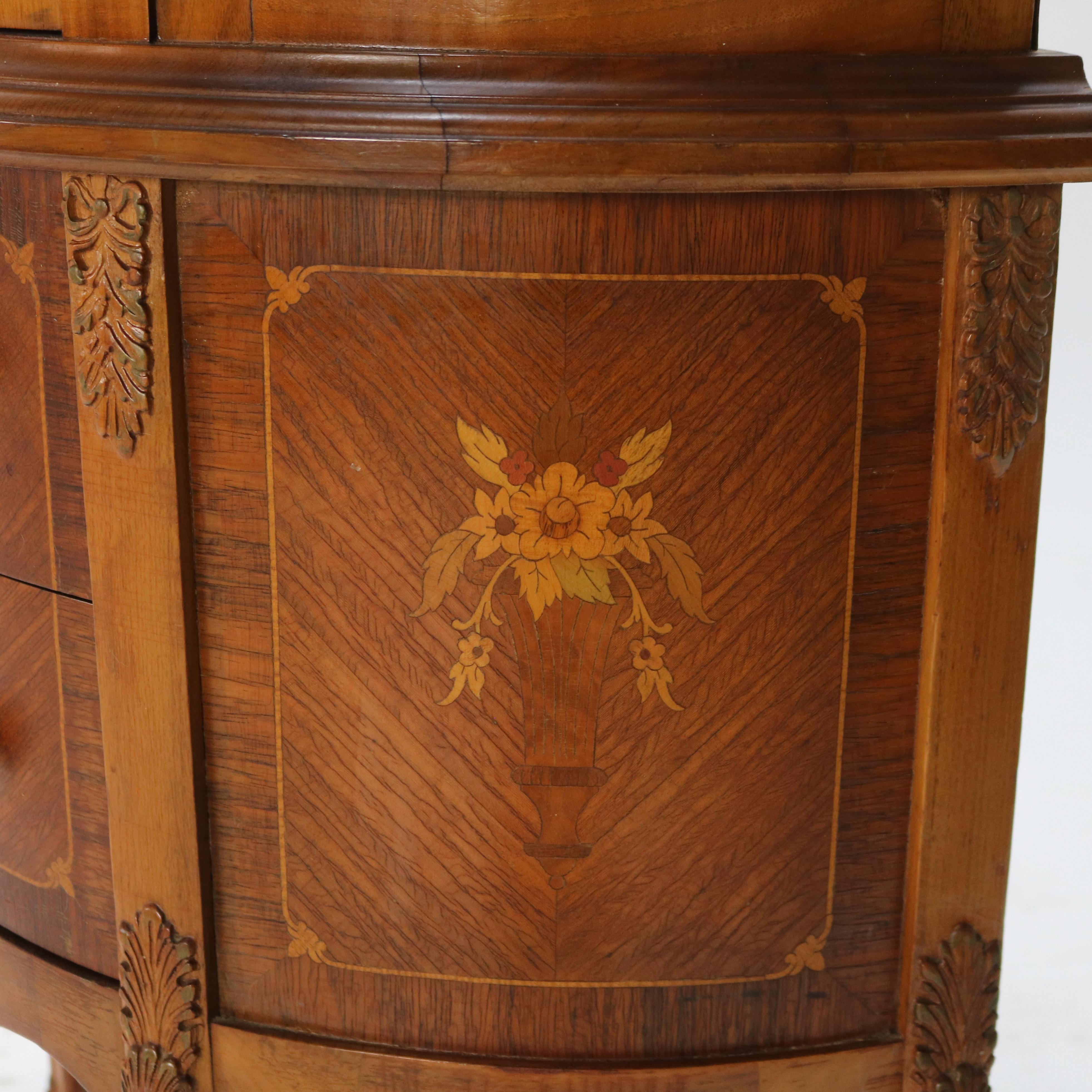 Antique French Louis XV Mahogany & Satinwood Vitrine with Floral Marquetry C1890 in vendita 2