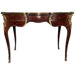 Antique French Louis XV Mahogany Writing Desk with Bronze Mounts, circa 1880s