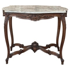 Antique French Louis XV Marble Top Center Table