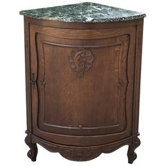 Antique French Louis XV Marble Top Corner Cabinet, Confiturier