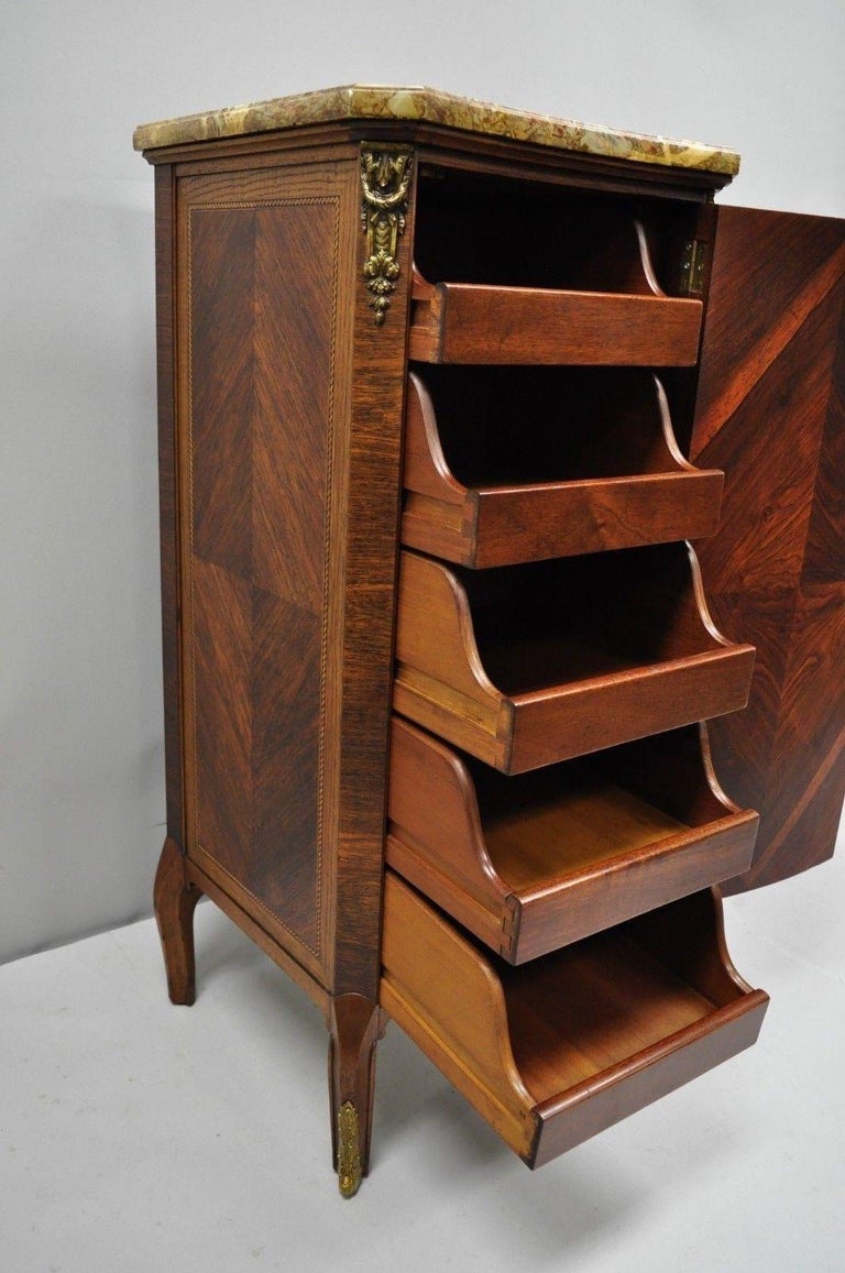 Antique French Louis XV Marble-Top Nightstand Lingerie ...