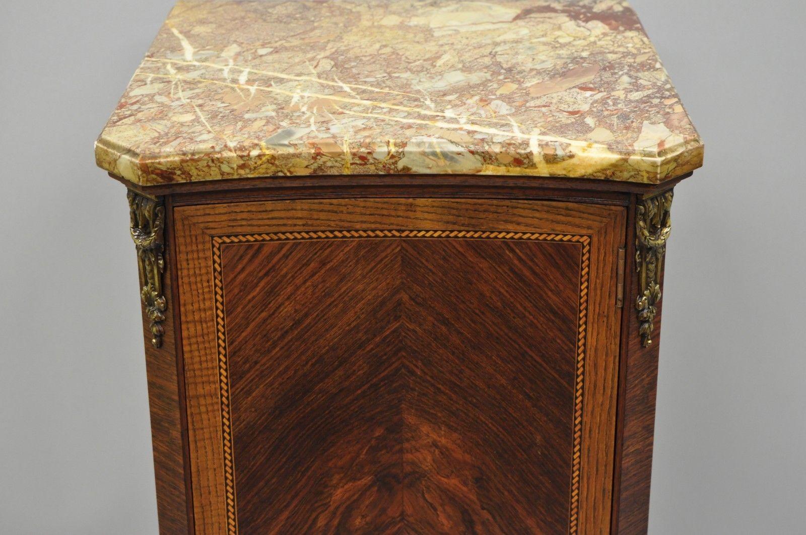 20th Century Antique French Louis XV Marble-Top Nightstand Lingerie Chest of Drawers Commode