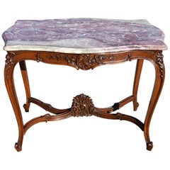 Antique French Louis XV Marble-Top Parlor Side Table