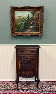 Antique French Louis XV Nightstand Cabinet Storage Drawer Oak 2 of 2 1920s