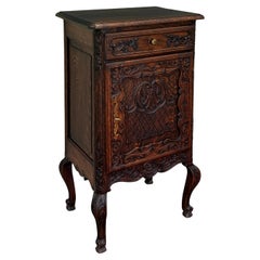 Antique French Louis XV Nightstand Cabinet Storage Drawer Oak 2 of 2 1920s