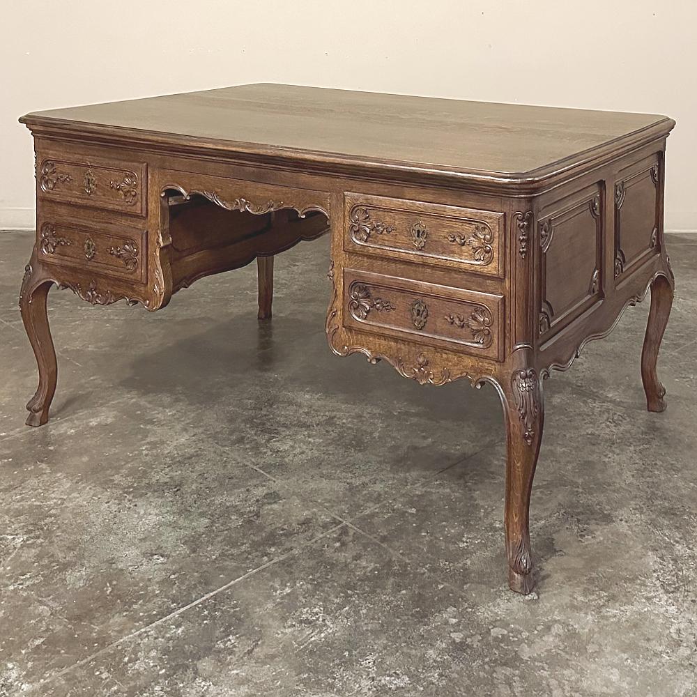 20th Century Antique French Louis XV Oak Partner's Desk For Sale