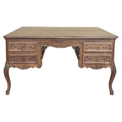 Retro French Louis XV Oak Partner's Desk