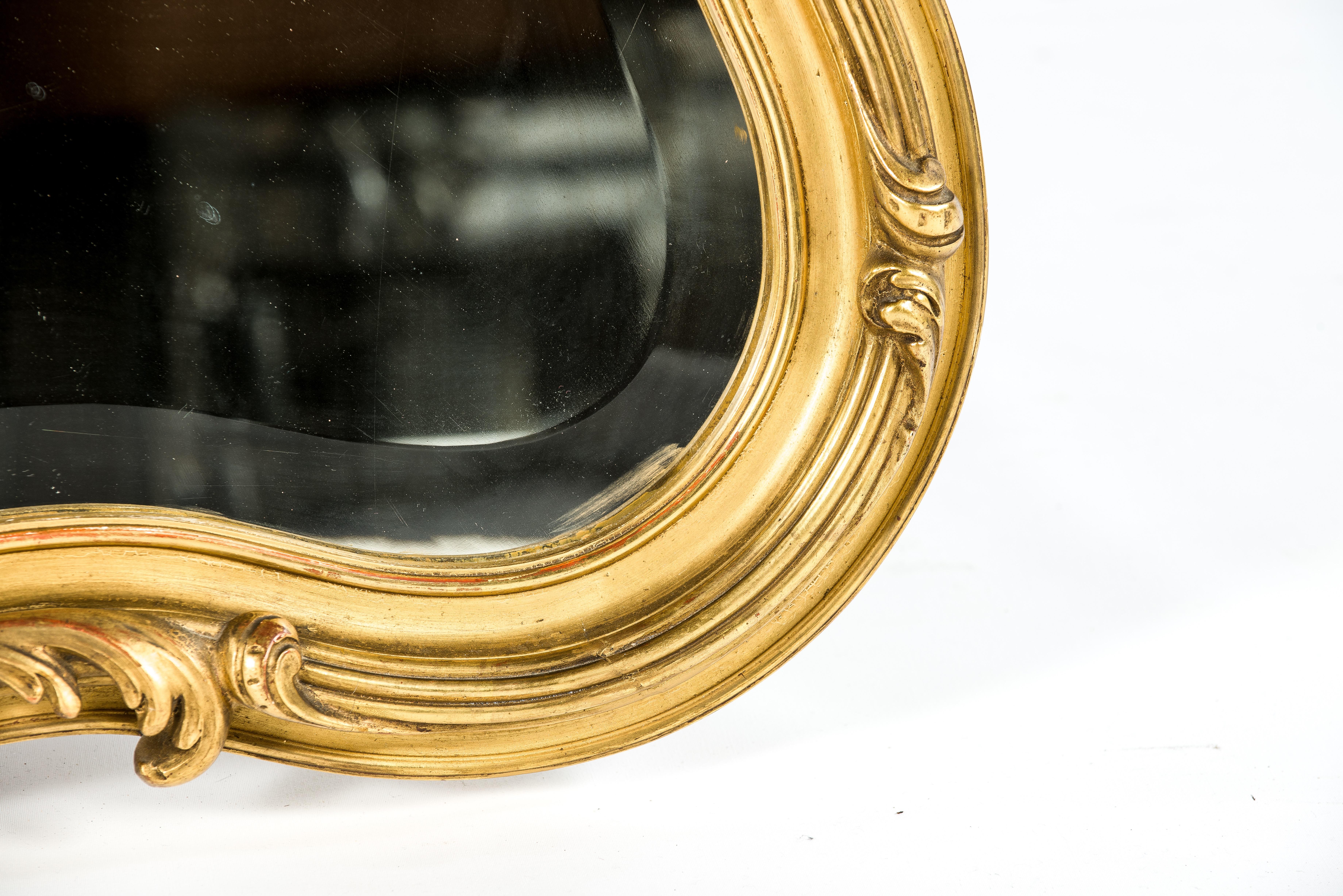 Antique French Louis XV or Rococo Gold Gilt Mirror with Facetted Glass 1