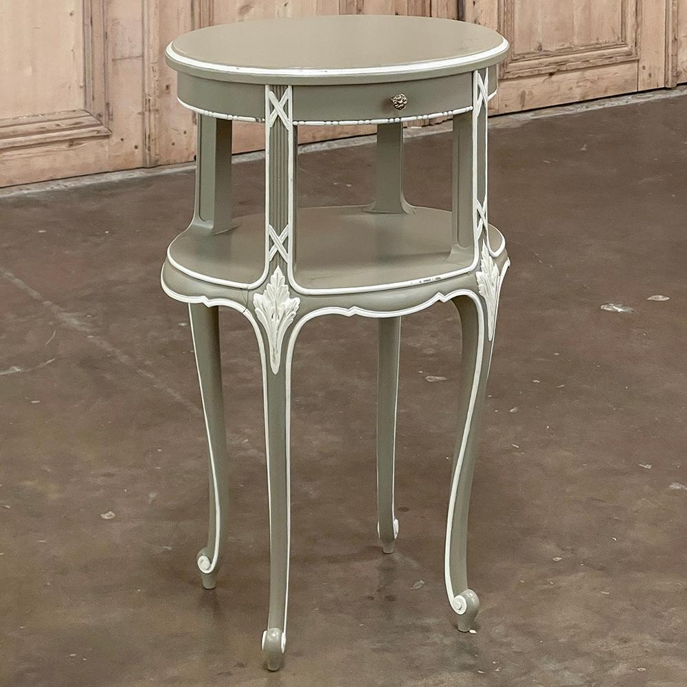 Hand-Crafted Antique French Louis XV Oval Painted Occasional Table For Sale