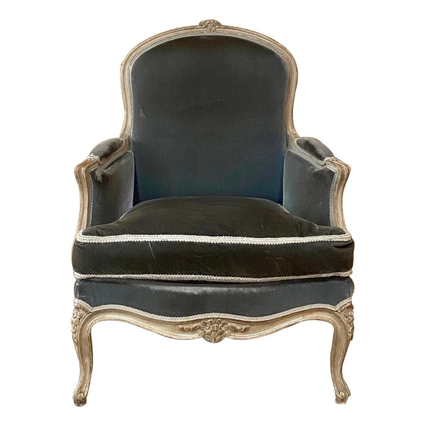 Antique French Louis XV Painted Bergère