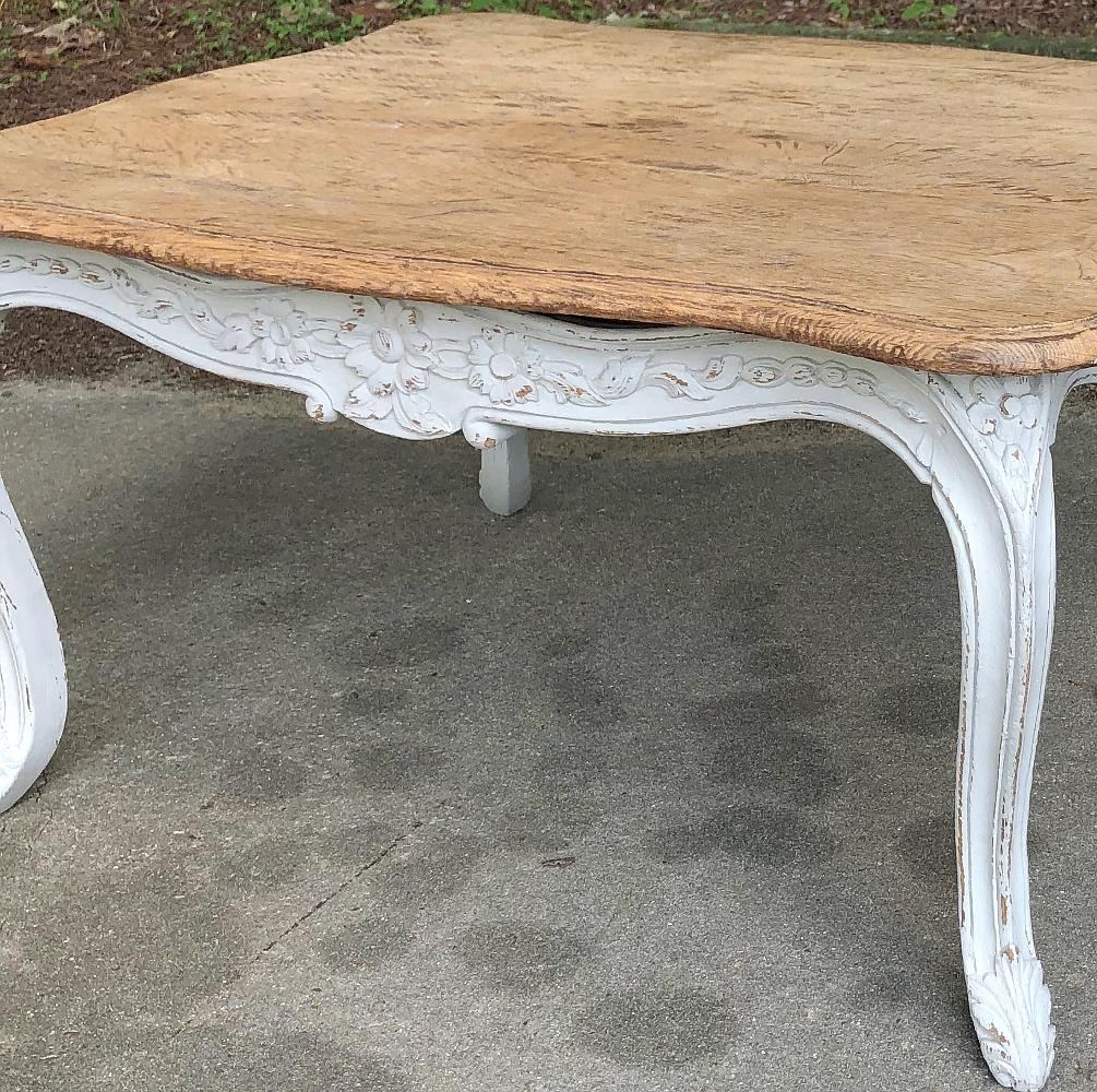 Hand-Crafted Antique French Louis XV Painted Coffee Table For Sale