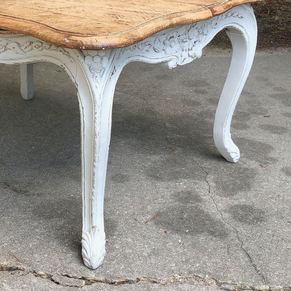 20th Century Antique French Louis XV Painted Coffee Table For Sale