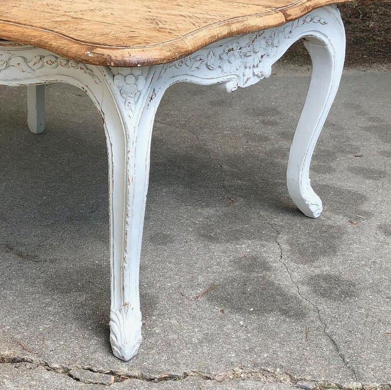 Antique French Louis XV Painted Coffee Table For Sale at 1stDibs