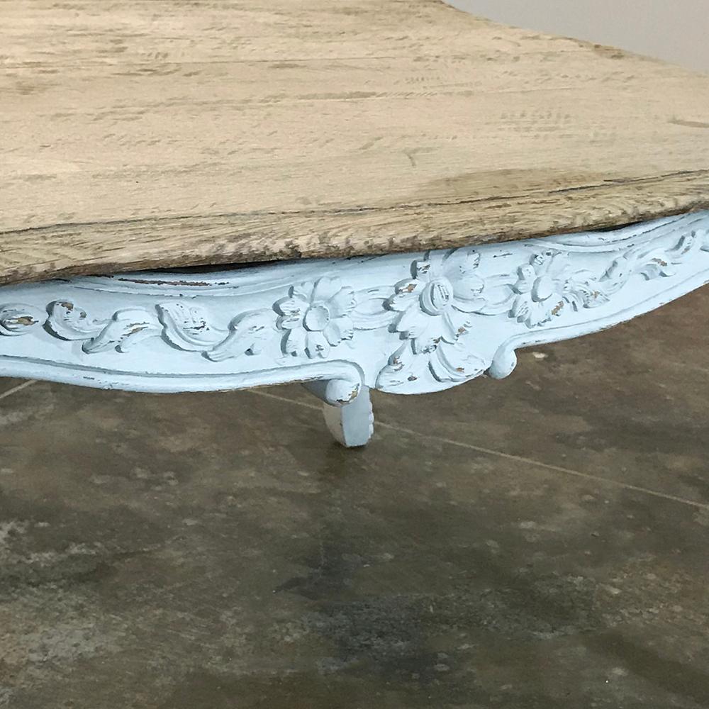 Oak Antique French Louis XV Painted Coffee Table For Sale