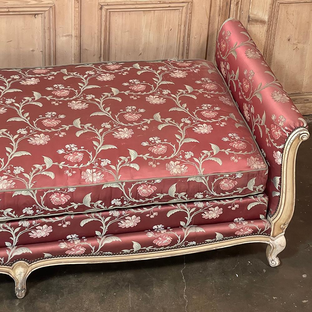 Fabric Antique French Louis XV Painted Day Bed ~ Sofa For Sale