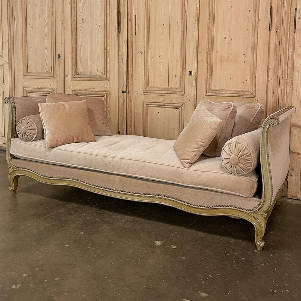 Hand-Crafted Antique French Louis XV Painted Daybed, Sofa