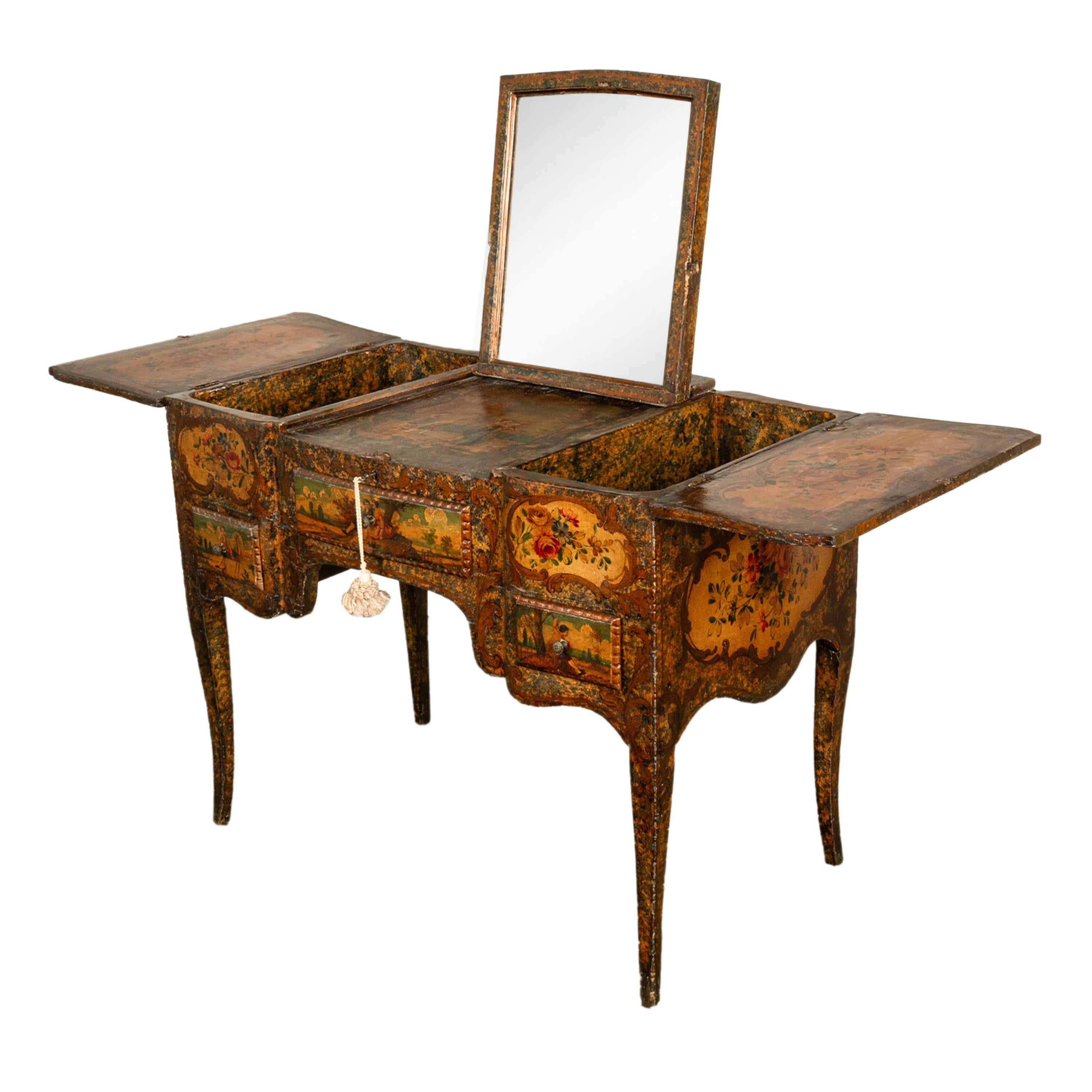 Ancienne coiffeuse française Louis XV peinte rococo en forme de bombe, 1750 en vente 7