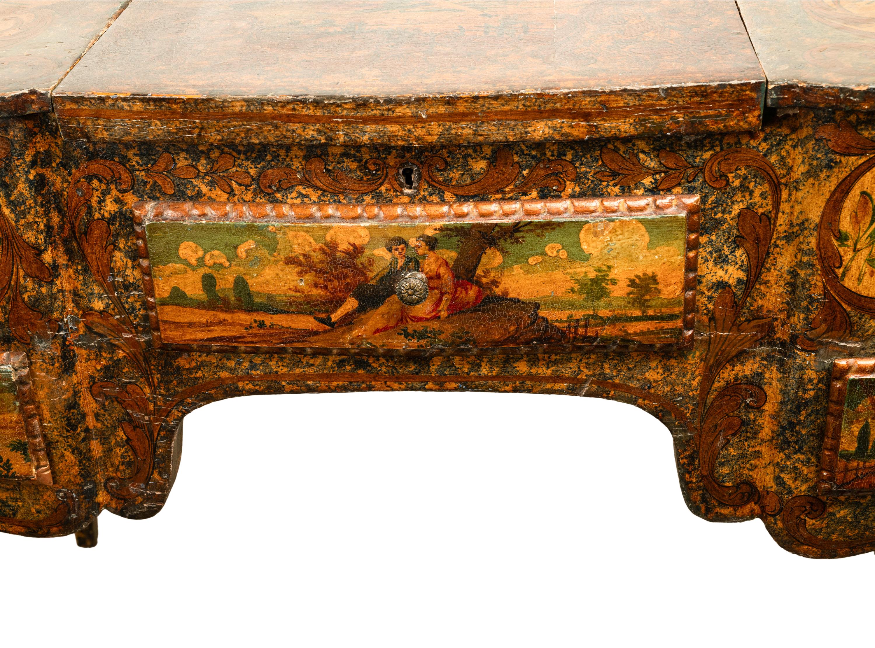 Ancienne coiffeuse française Louis XV peinte rococo en forme de bombe, 1750 en vente 13