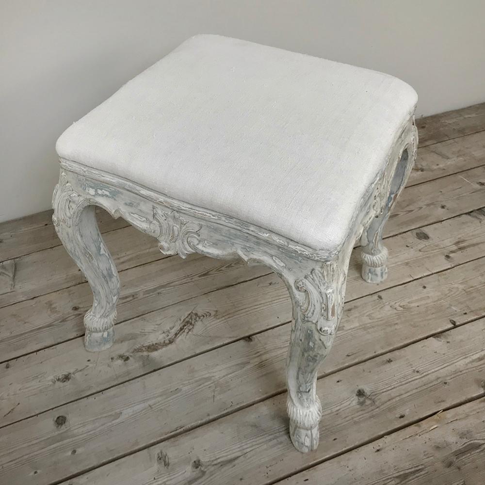 Antique French Louis XV Painted Vanity Stool 3