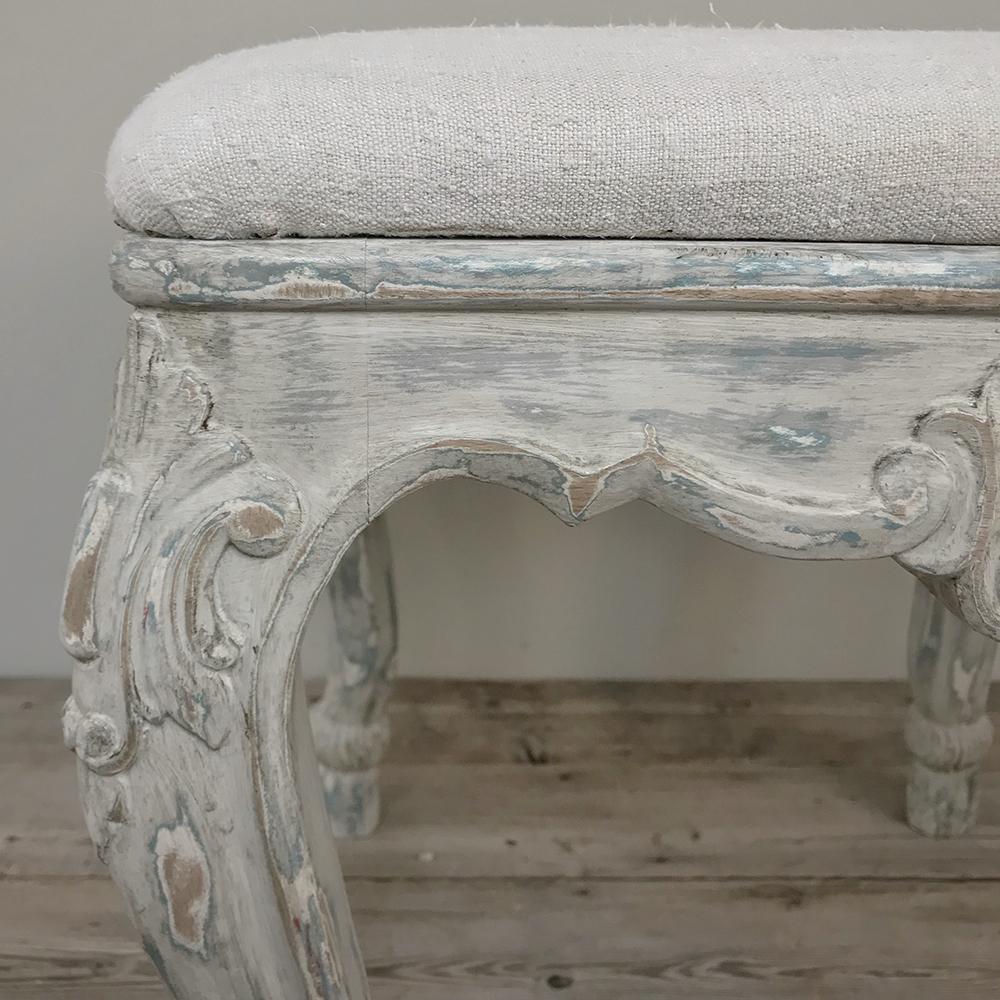 20th Century Antique French Louis XV Painted Vanity Stool