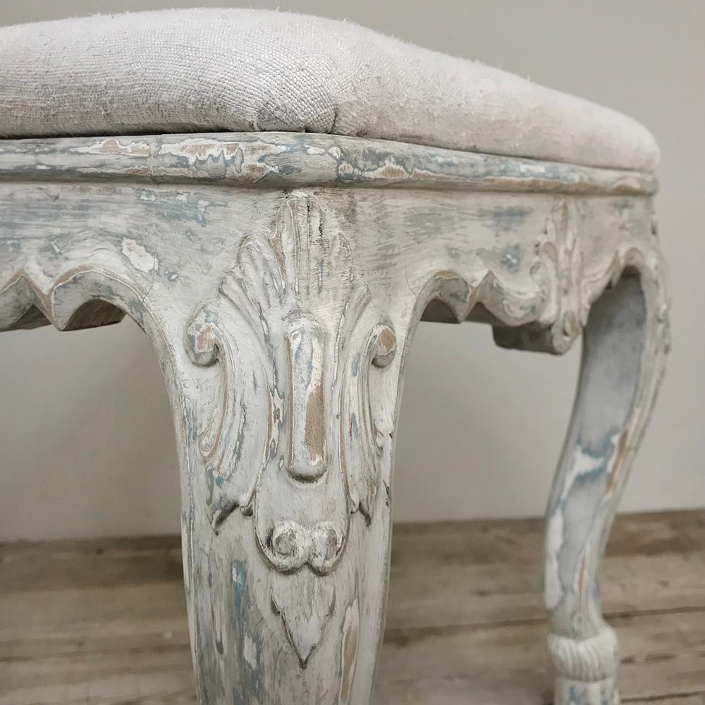 Antique French Louis XV Painted Vanity Stool 2