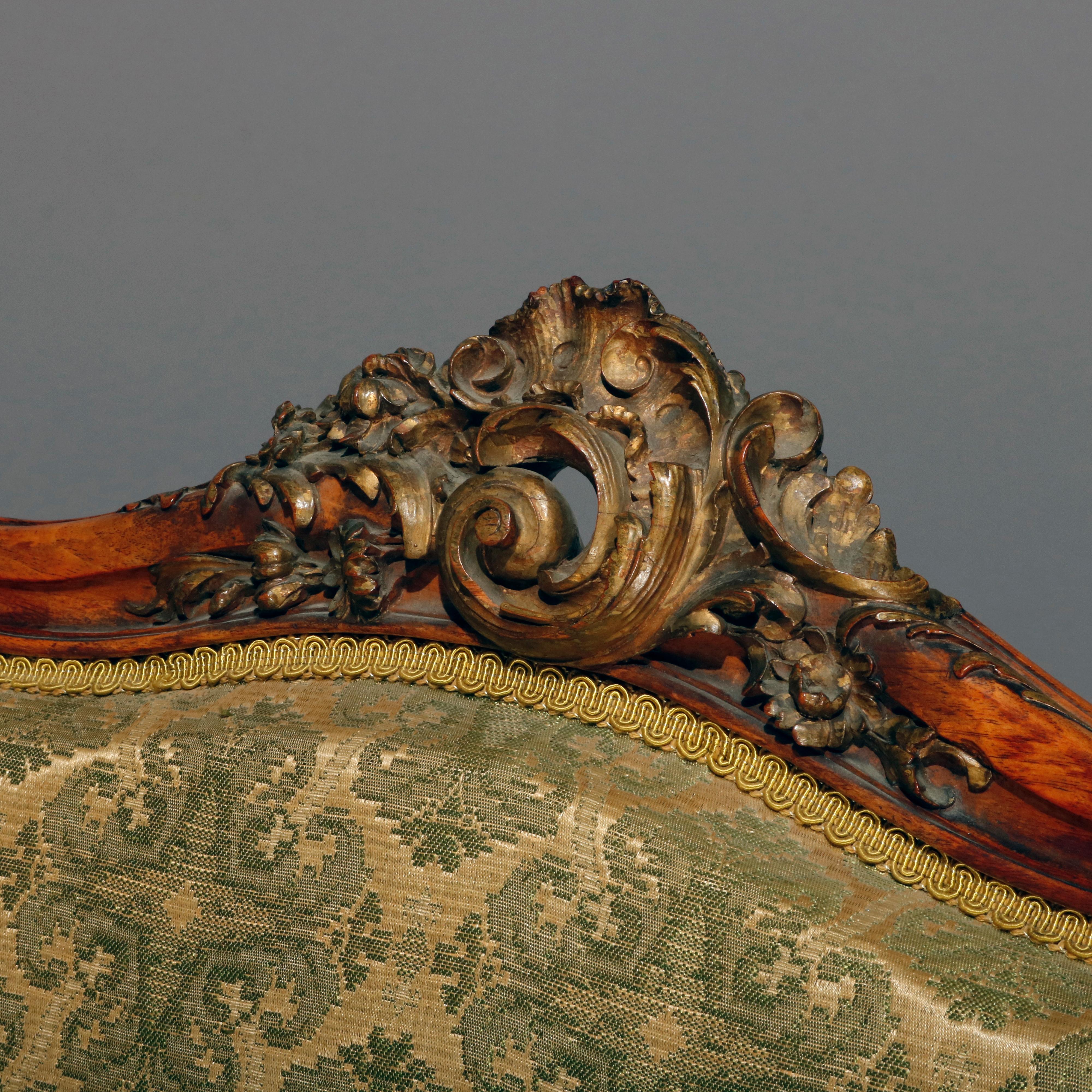 French Louis XV Parcel Gilt Carved Walnut 3-Piece Parlor Set, 19th Century 7