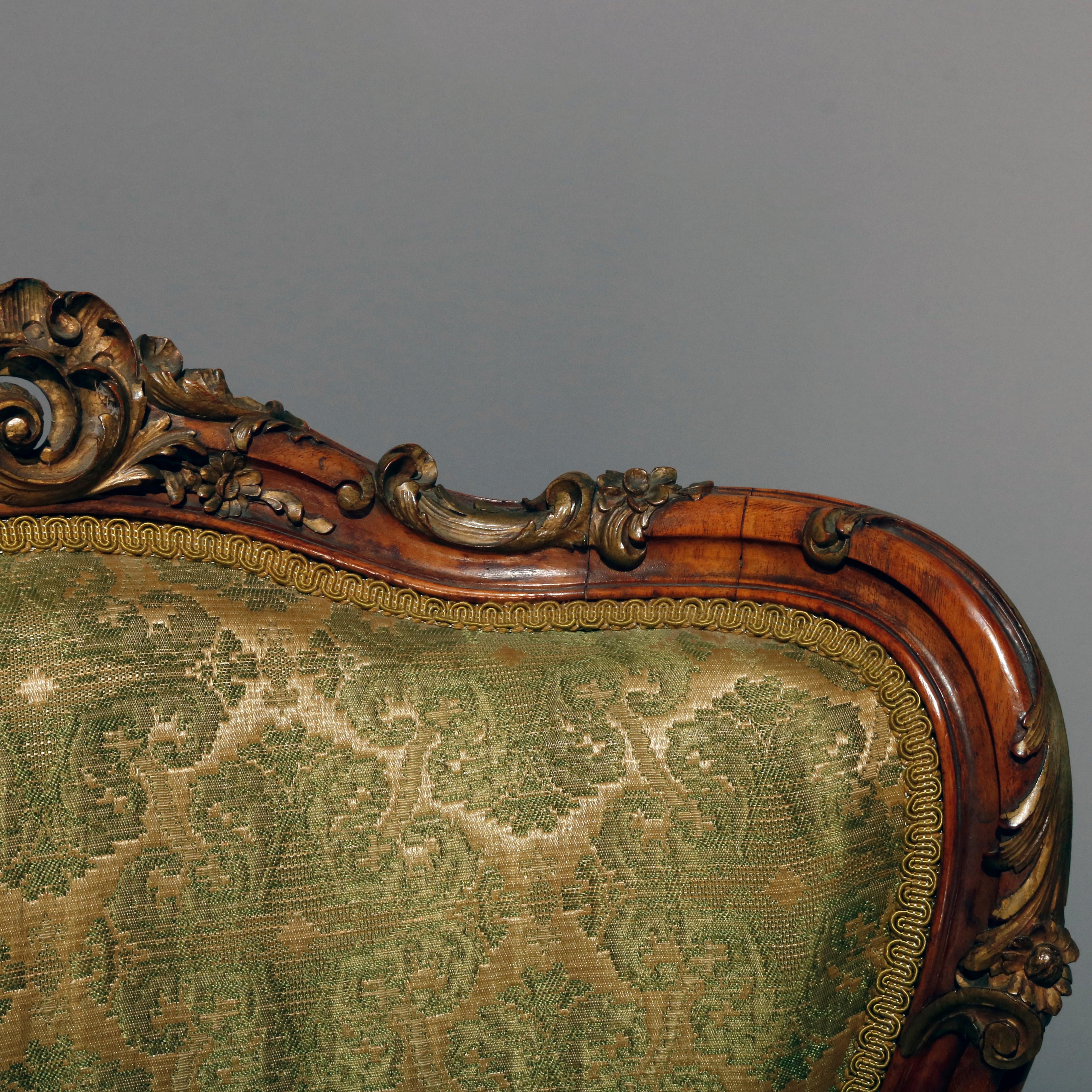 French Louis XV Parcel Gilt Carved Walnut 3-Piece Parlor Set, 19th Century 15