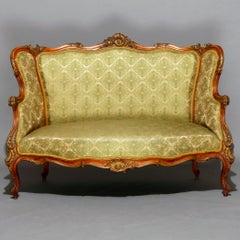 French Louis XV Parcel Gilt Carved Walnut 3-Piece Parlor Set, 19th Century