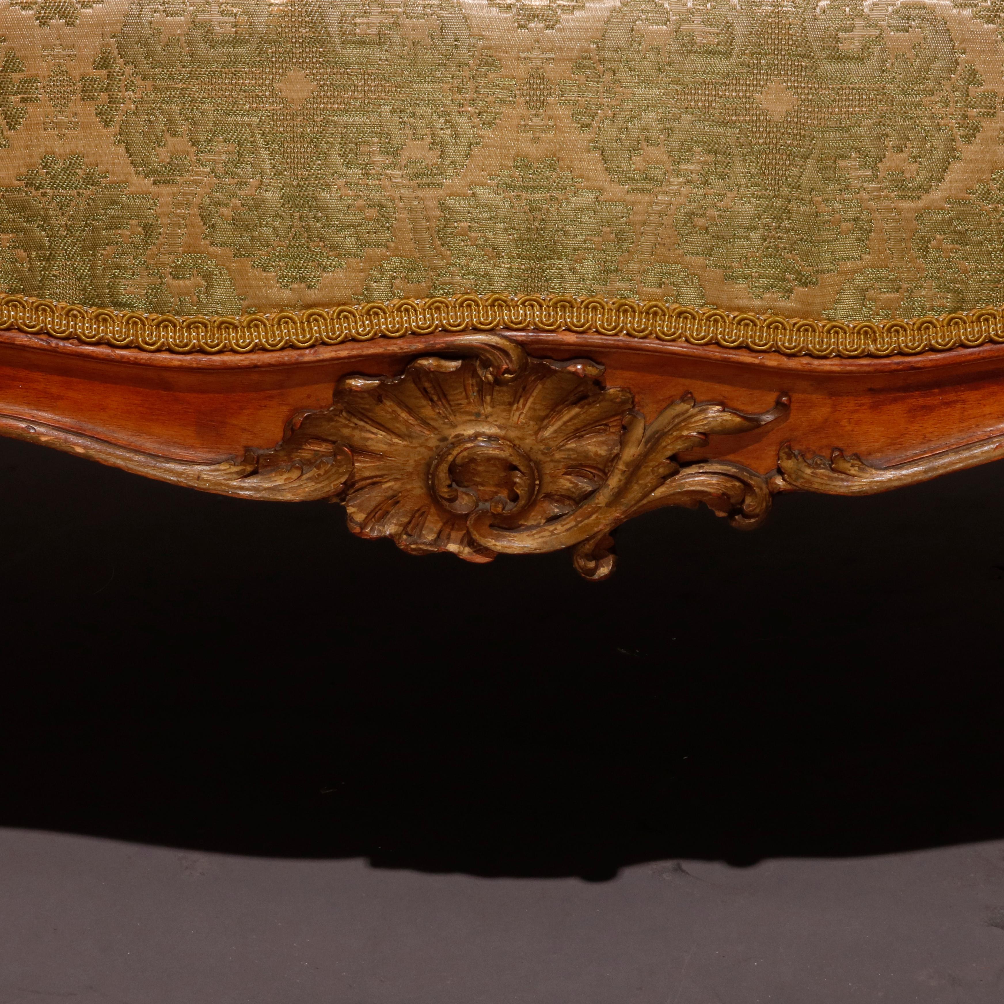 French Louis XV Parcel Gilt Carved Walnut 3-Piece Parlor Set, 19th Century 5