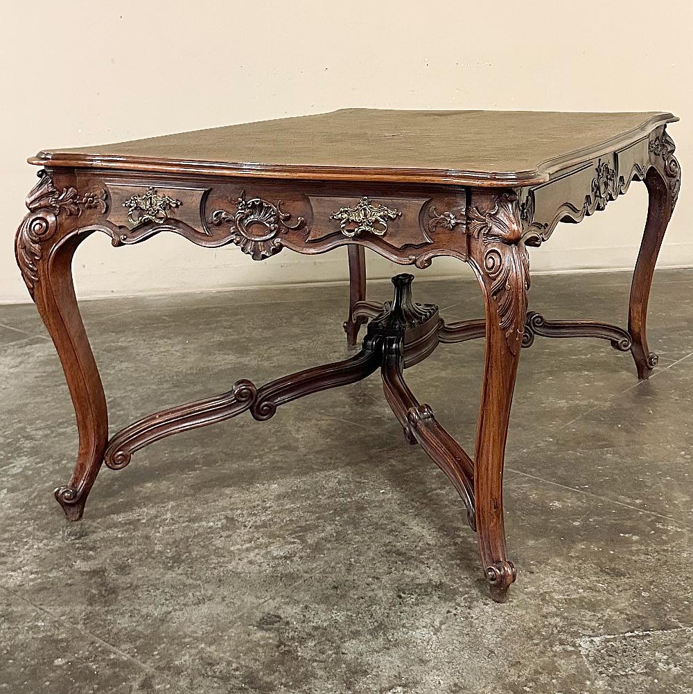 Antique French Louis XV Parquet Walnut Library Table ~ Center Table For Sale 6