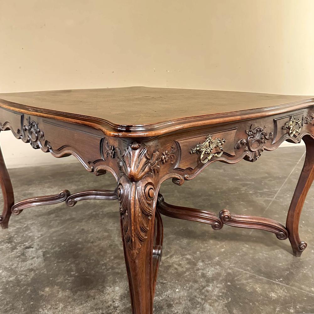 Antique French Louis XV Parquet Walnut Library Table ~ Center Table For Sale 8