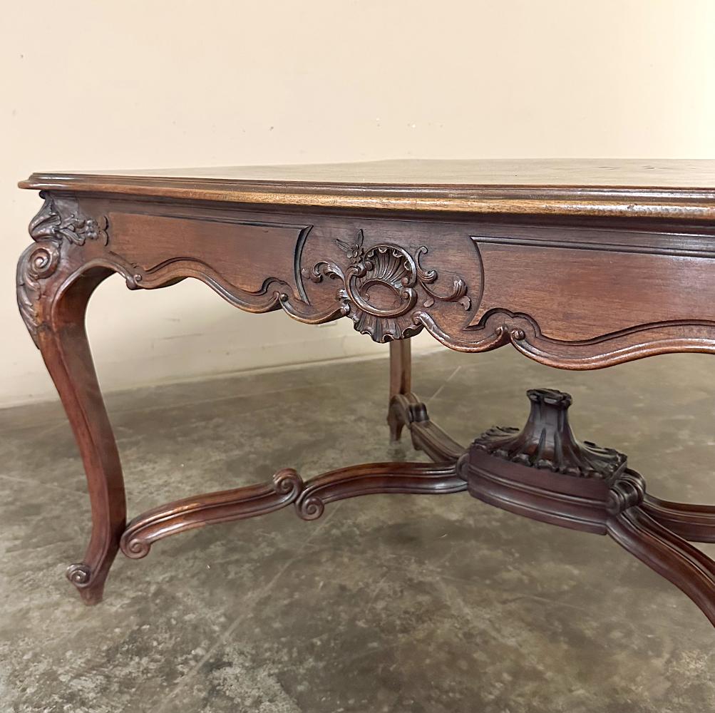 Antique French Louis XV Parquet Walnut Library Table ~ Center Table For Sale 9